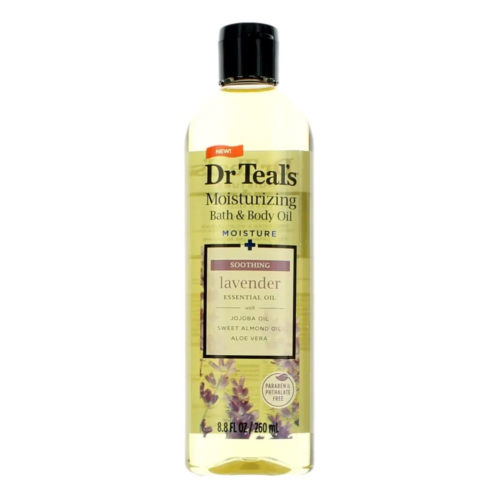 Soothing Lavender Bath & Body Oil, 8.8oz Gentle Hydrating Moisturizer for Dry Skin, Single Bottle Body Care Formula