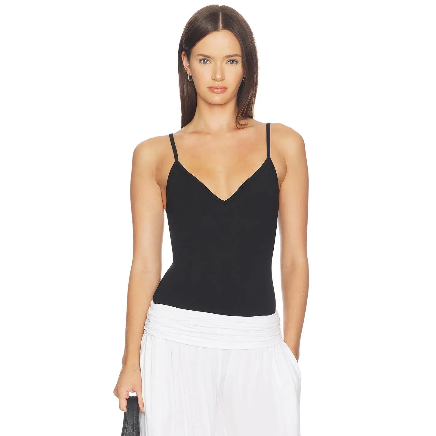 BARELOOM Luna Deep V Cami Bodysuit in Black