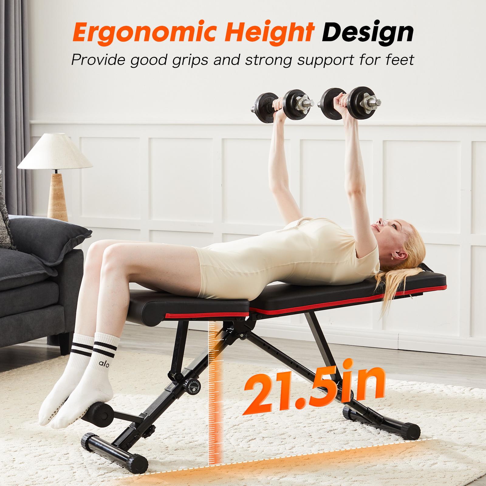 Space Saving Foldable Workout Bench - Adjustable in 2 Seconds, Saves 80% Space. 795LBS Capacity & 72-Position Adjustable Bench Press for Apartment Home Gym Space Saving Foldable Workout Bench - Adjustable in 2 Seconds, Saves 80% Space. 795LBS Capacity & 72-Position Adjustable Bench Press for Apartment Home Gym