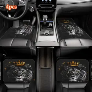 4 pcs Lion King Pattern Car Non-Slip Floor Mats - Non-slip, durable, easy to clean, easy to install, suitable for sedans and SUVs, front and rear seat car mats, a unisex holiday gift, Car Interior Accessory, Truck Floor Mats