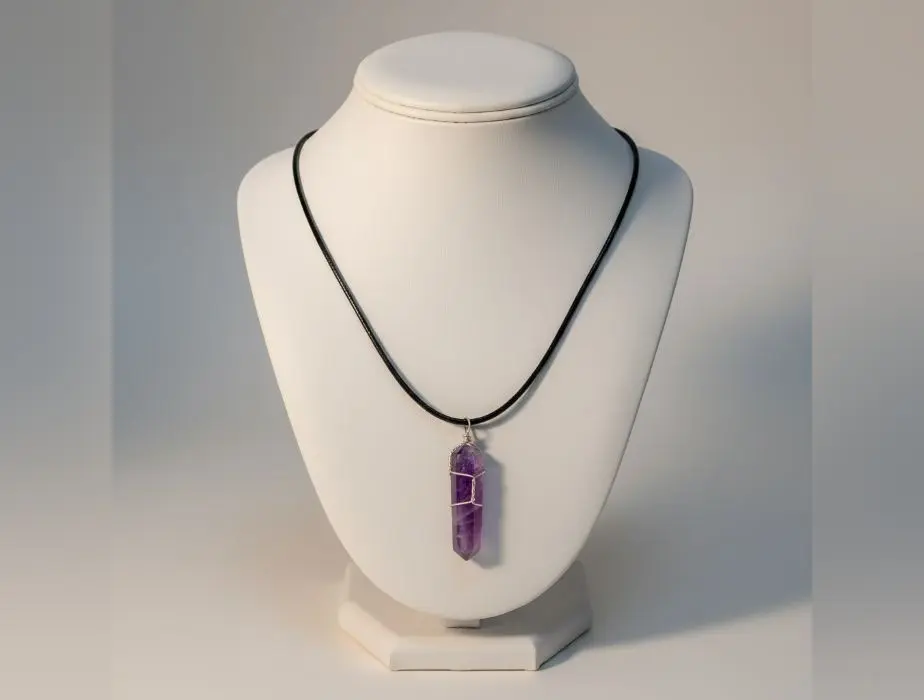 Amethyst Wire Wrapped Double Terminated Pendant Necklace