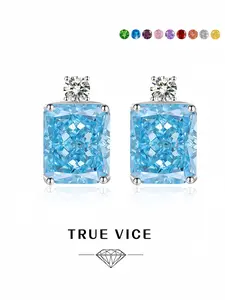 "Ice Sea Star Top • Fresh Earrings" Luxury large-carat blue diamond earrings, super sparkling ice-cut radiant high-carbon diamond drops, stylish luxury 925 silver needle jewelry. Ideal gift for dates, perfect for daily wear & vacations.