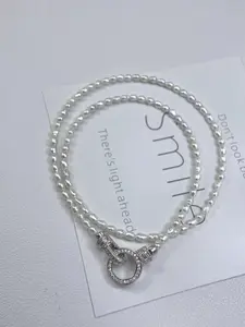 All-natural freshwater mica pearl 4-5mm necklace for women with OT clasp and collarbone chain