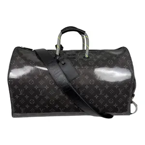 Pre-owned Louis Vuitton Glazed Canvas Crossbody Bags Limited Edition Eclipse Monogram Glaze Canvas Keepall Bandouliere 50