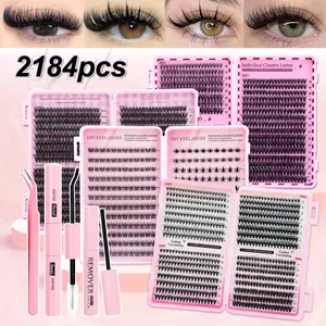 DIY Eyelash Extension Kit, Large Capacity, Multiple Styles, Curly Lashes, Professional and Beginner Friendly, Easy Home Use, Full Set Lashes Starter Kit