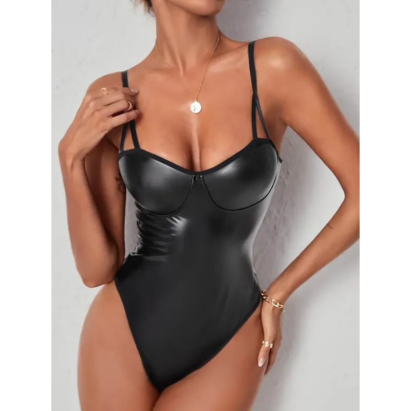 black body suit sexy NEV Tight High Neck Sexy Bodysuit, Black / XS