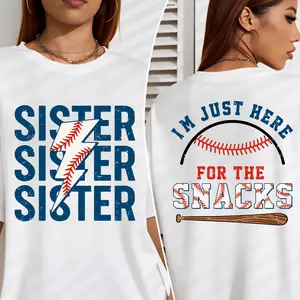 I'm Just Here for the Snacks Baseball Sister Shirt, Baseball Season, Sports Fan, Baseball Sister Gift, Baseball Snack, Baseball boys girls Shirt
