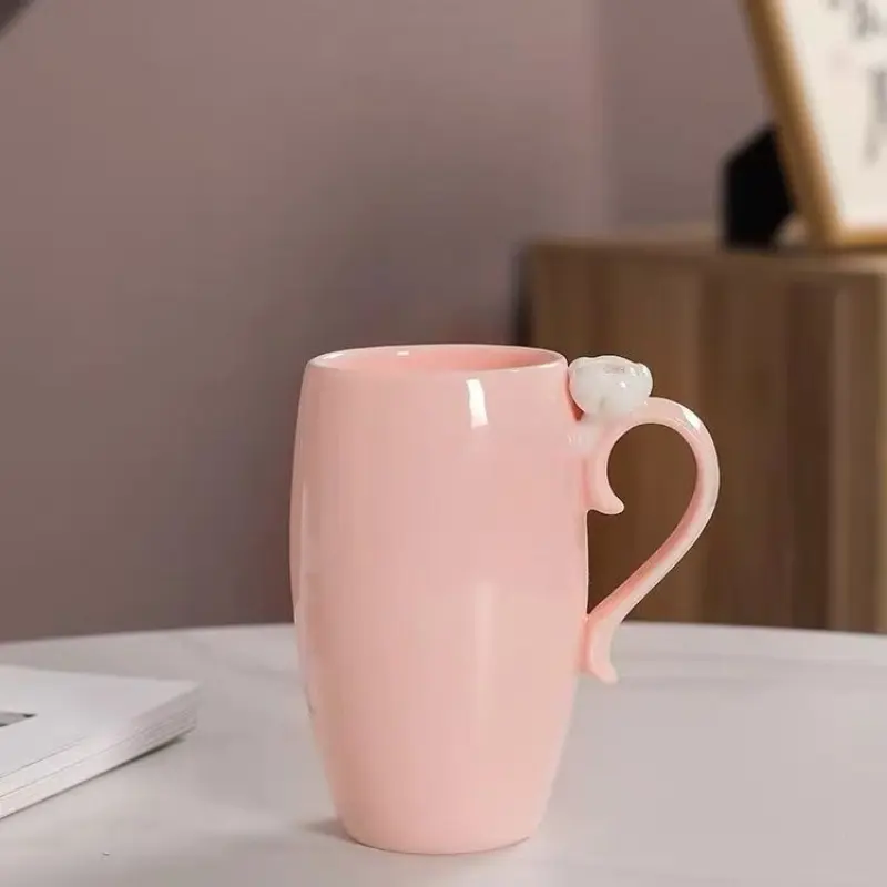 Cute Ceramic Office Coffee Mug, Valentines Mug, Drinkware, Exquisite Creative Pinch Flower Cups, High-Value Household Milk Cup, Great Valentine's Day Gift