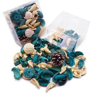 Sea Shell Potpourri Bag, Ocean Breeze Scented Dried Flower Potpourri Bowl Filler, Turquoise Vase Filler, Home Fragrance Sachet Petal, Seashell Beach Coastal Bathroom Decor