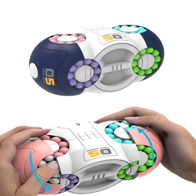 8-Sided Rotating Cube Fidget Toy - Unisex ABS Plastic Finger Bead Spinner, Small and Lightweight Desk/Pocket Gadget for Sensory Relief, Student Gifts for Ages 12+ Cute Toy