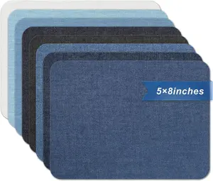 Iron on Patches for Clothing Repair, 8 Pcs Jean Patches for Inside and Outside, Sew on Iron on Denim Patches for Jeans Kits 5"x 8"（Eight Colors）