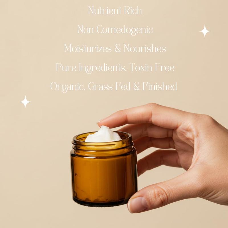 Frankincense & Castor Oil Beef Tallow Grass Fed & Finished Organic Moisturizer for Skin Hydrating & Nourishing for Cracked, Dry Skin Age Defying
