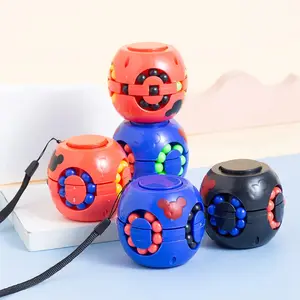 Rotating Magic Bean Cube Fidget Spinner, 3-in-1 Finger Gyro Puzzle Toy for Kids & Adults, Stress Relief Sensory Toy, Educational Brain Teaser, Ideal Gift for Birthday Party, Anxiety Relief Desk Toy BeyBattle Set with Launchers Starter
