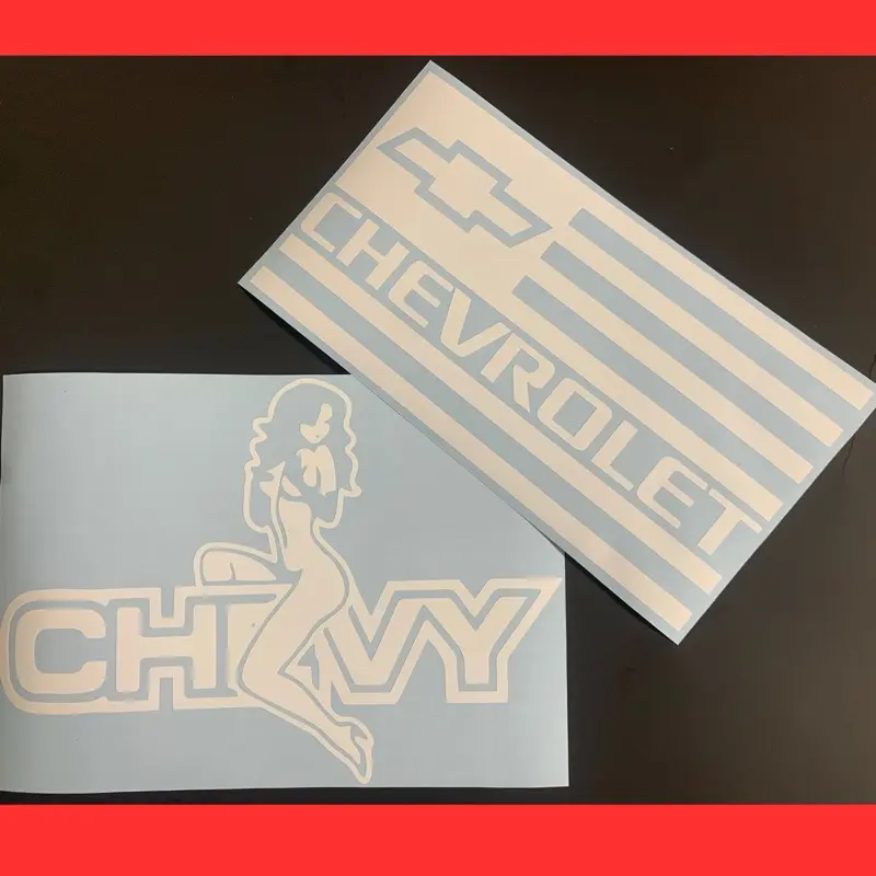Two Pack Chevy Decal - American Flag - Chevy Girl Symbol Decal - Truck Decal - Car Decal - Truck Sticker - Decals for Trucks - Silverado -Colorado - S10