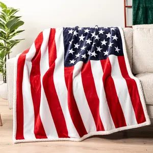 Patriotic Blanket - American Flag Throw Blanket for Sofa Couch Bed, Soft Warm Flannel Blanket, USA Military Veteran July 4th Gift