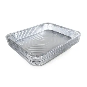 IDL Packaging Half-Size Aluminum Steam Table Pans - Shallow, 13" x 11" x 1.5" (pack of 10) - Disposable Foil Pan for Grilling, Roasting, BBQ, Cooking, Baking, Freezing