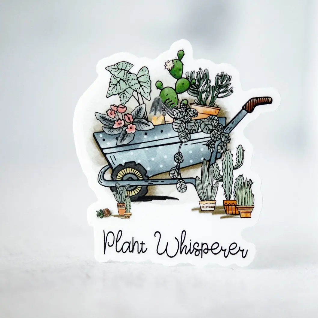 Plant Whisperer Sticker, Plant Lover Decal, Cactus Label, Succulent Sticker, Plant Mom Sticker, Flowers Sticker, Water Bottle Sticker, Vinyl