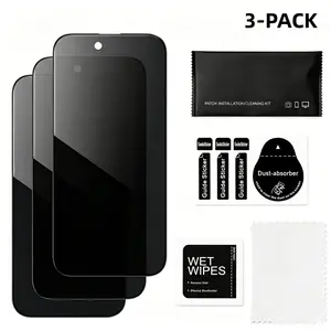 Privacy Screen Protector for iPhone 17 Air 6.7 inch, 360° Anti-Spy 9H Hardness Tempered Glass, 2.5D Full Coverage Anti-Fingerprint Bubble-Free Easy Installation Screen Cover（3-Pack）