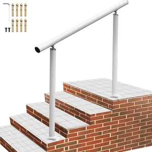 VEVOR  Outdoor Stair Railing Kit, 4 FT Handrails 1-4 Steps, Adjustable Angle White Aluminum Stair Hand Rail for The Elderly, Handrails for Outdoor Steps