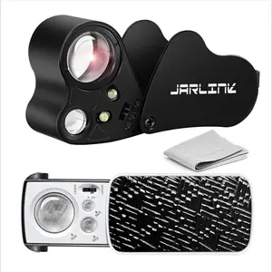 JARLINK 2 Pack Jewelers Loupe, 30X 60X 90X Illuminated Jewelers Eye Magnifier and Magnifying Glass Loop with UV Black Light and Bright LED Light for Gems, Jewelry, Diamond, Coins, Stamps (Black)