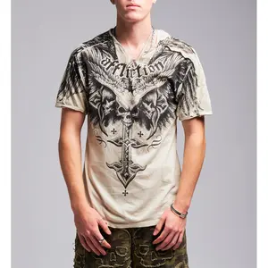 Affliction Men's T-shirt Death Eyes Slit Neck