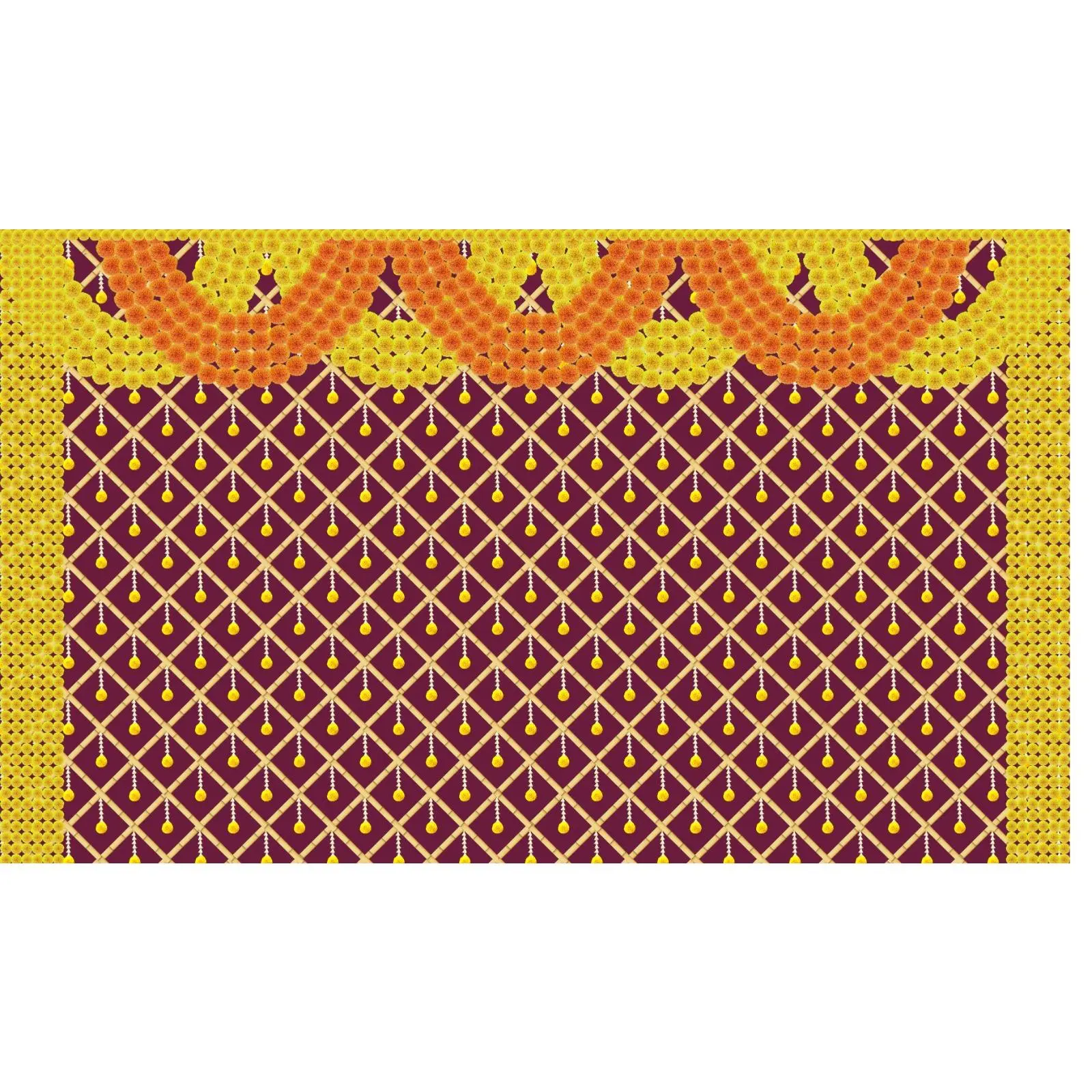 Traditional Indian Backdrop Banner for Diwali, Wedding, Seemantham Ceremony, Housewarming - 5 x 8 Feet Fabric Backdrop (1265)