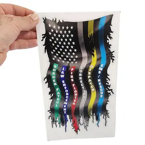 Pack of 3 Thin Blue Red Green Silver Gold FIRE Police EMS Nurse Military Dispatch Corrections Flag Decal Vinyl Sticker 3.5 x 6 inch