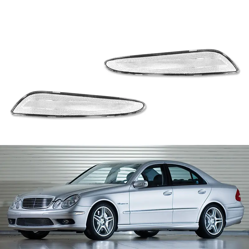 2pcs Clear Lens Front Bumper Side Marker lamps Lights For 2003 2004 2005 2006 Mercedes W211 E-Class,Replace OEM A211 8200221, 211 820 01 21, 211 820 02 21