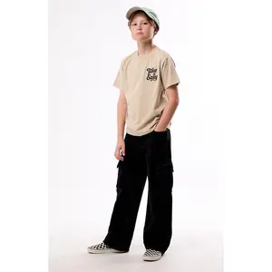 Pacsun Kids Baggy Jeans Frayed Cargo Black Wash