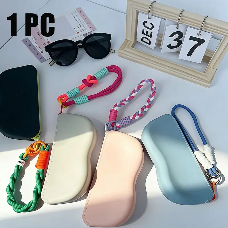 Silicone Glasses Case with Zipper and Strap, Portable Eyewear Storage Bag, Portable Sunglasses Organizer, Eyeglasses Holder, Eye Glasses Holders, Lightweight and Soft, Ideal for Office or Daily Use, Perfect Gift