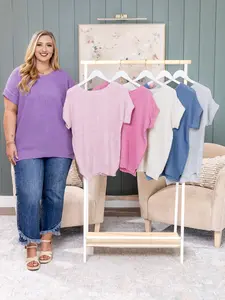 Zenana Center Seam Short Sleeve Sweater | S - 3X