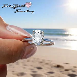Oval Cut Synthetic Moissanite Ring for Women - Dainty & Affordable