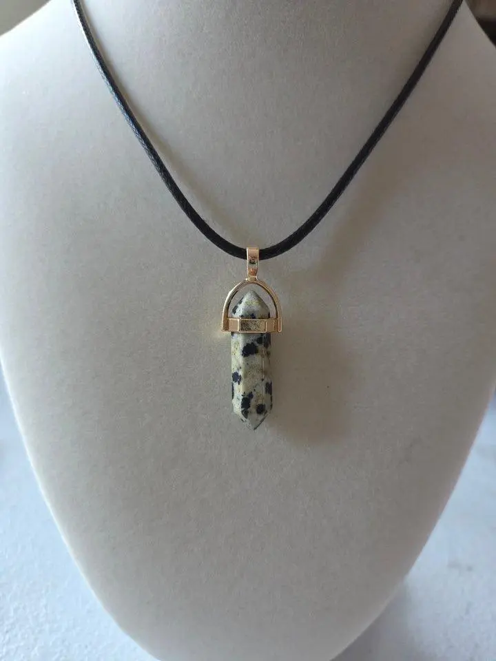 Dalmatian Jasper Pendant with Cord - Casual Necklace for Emotional Balance & Creativity - Expertly Crafted for Well-being