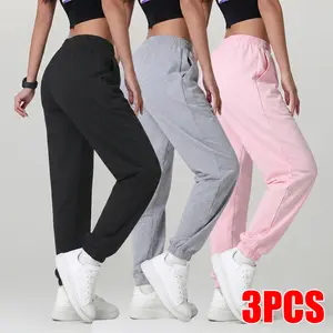 3 Pack women’s jogger pants, loose fit, drawstring waist, breathable stretchy fabric, suitable for everyday casual wear