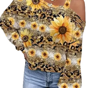 Sexy off the shoulder sunflower shirt