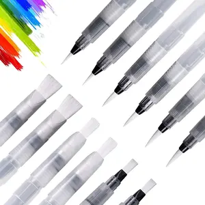 12Pcs Water Color Brush Pen Set Water Soluble Colored Water Color Kit for All Water Soluble Pigment and Watercolor Media Art Materials