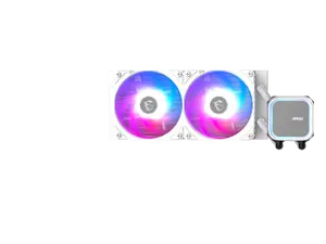 MSI MAG Coreliquid A13 240 White - AIO ARGB Liquid Cooling - 240mm Radiator - Dual 120mm ARGB PWM Fans - EZ Connect - LGA 1700/1851/AM5/AM4 Compatible