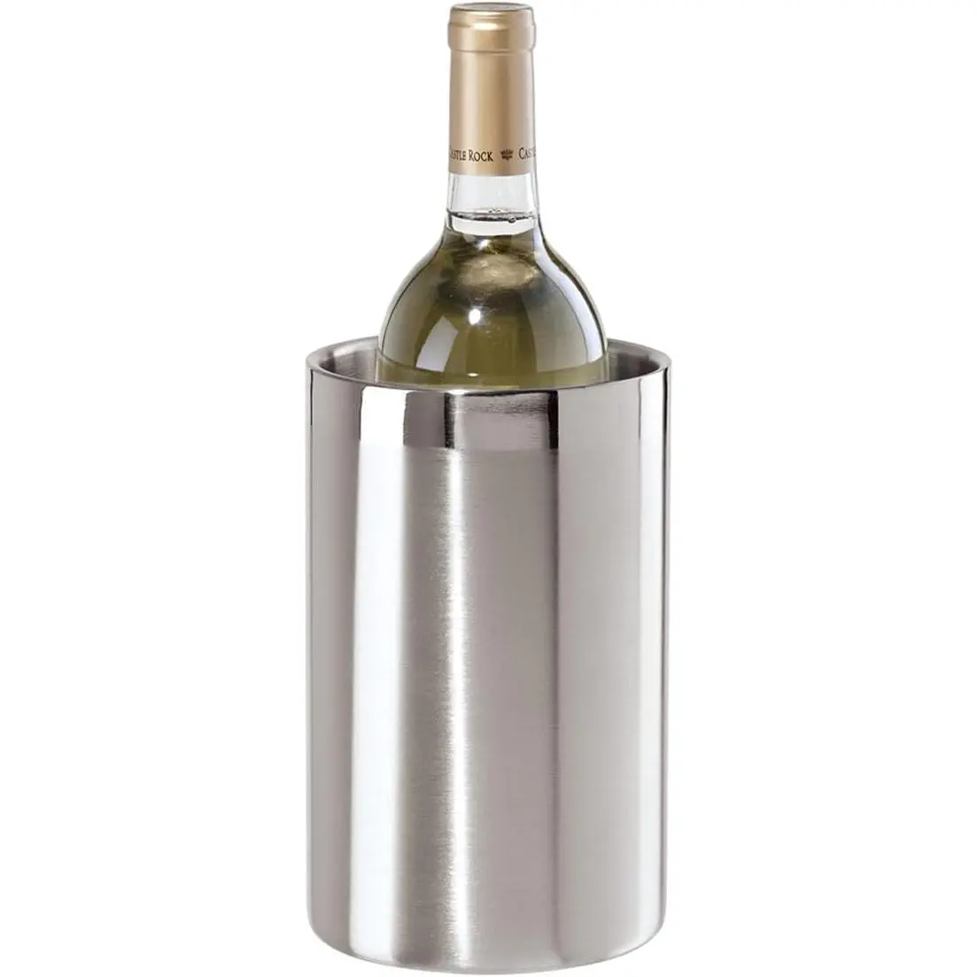 Stainless Steel Double Wall Wine Cooler - Insulated Tabletop Wine Chiller for White Wine & Champagne, Fits Most Standard Sized Bottles