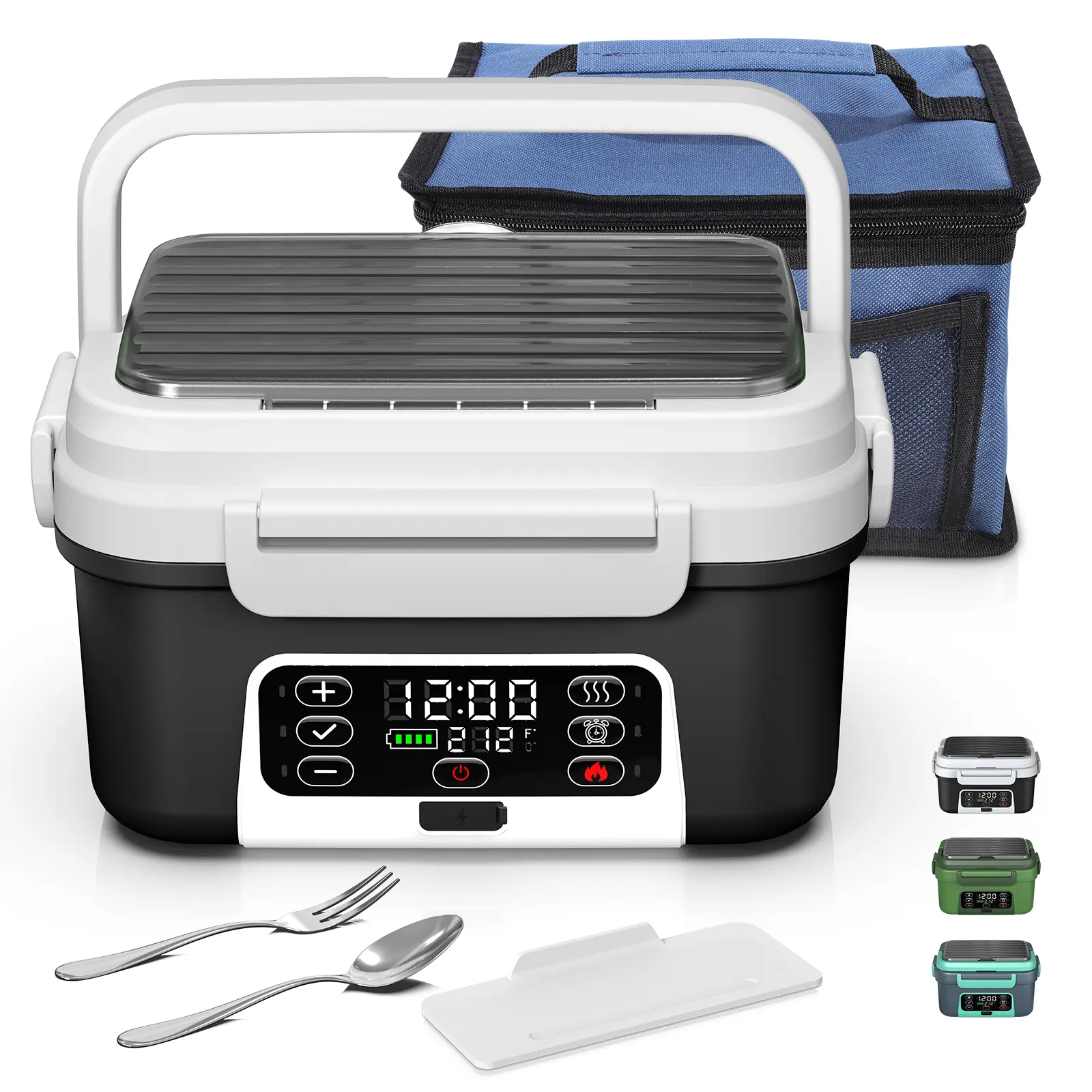 5-Sided Surround Heating Cordless Lunch Box 20000mAh Rechargeable 6.3 Cups Large Capacity with Timer Function & Removable Divider for Hot Meals Insulated Portable Tableware