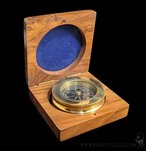 Brass Compass With Rosewood Box