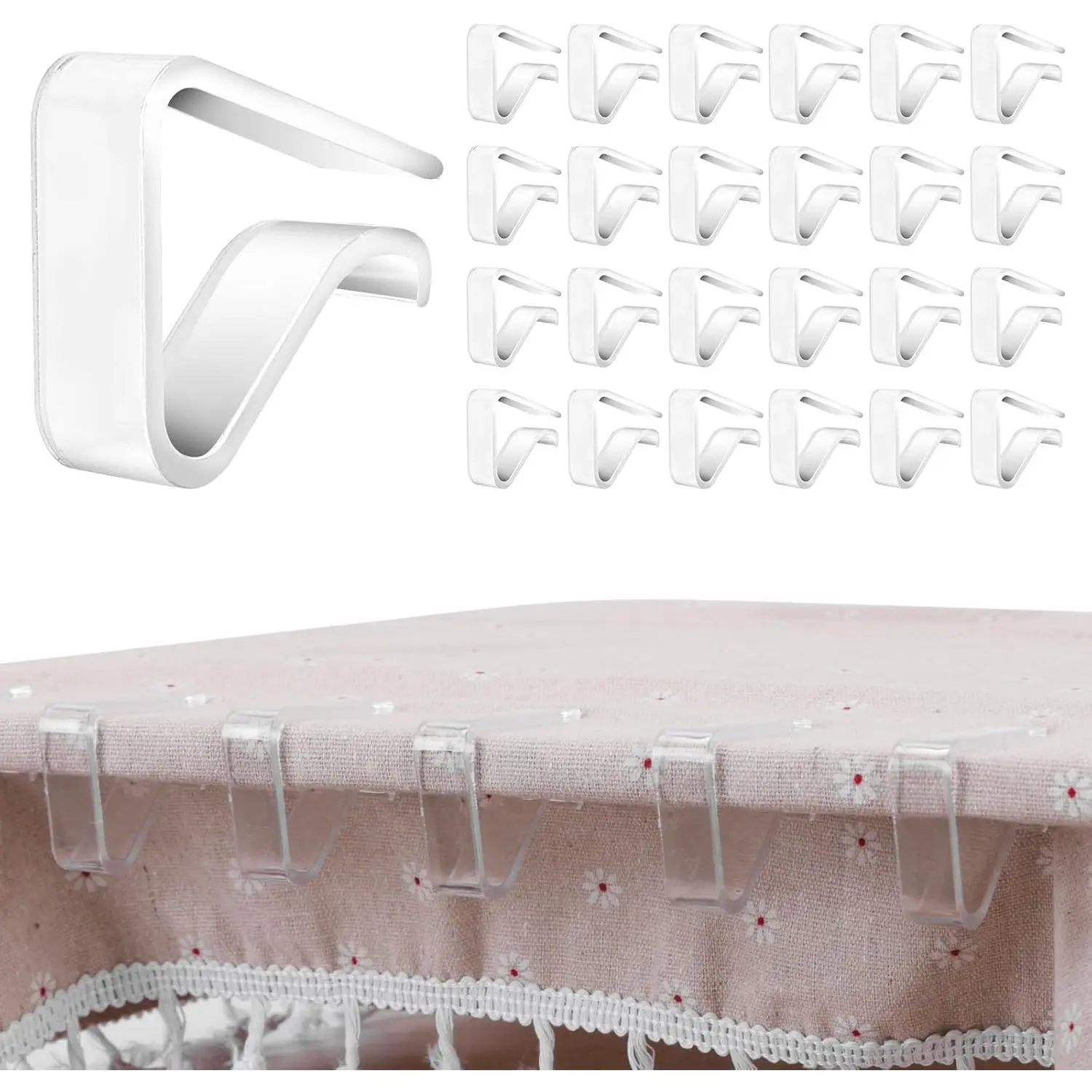 24 count Clear Tablecloth Clips, Durable Plastic Table Cover Holders, Windproof Transparent Clamps for Securing Tablecloths Indoor Outdoor Party, Wedding, Christmas Event, Picnic, Camping (24, Large)