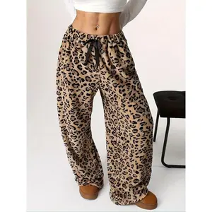 [Plus Size] Leopard Print Pants, Casual Comfy Trousers for Daily Wear, Women's Bottoms for All Seasons