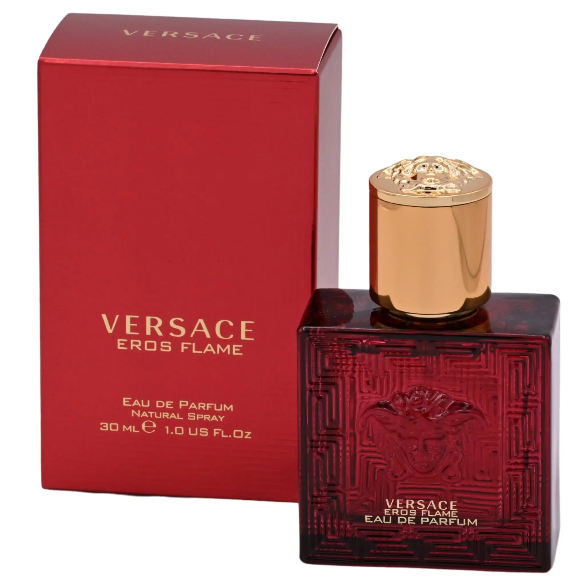 VERSACE Eros Flame Eau de Parfum, Fiery Citrus Spicy Fragrance with Notes of Black Pepper, Rosemary, and Vanilla, Men's Cologne, 1.0 oz