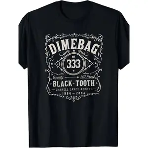 [100% Cotton] 100% Cotton Men'S Black Vintage Rock T-Shirt |   Durable Crew Neck Short Sleeve with DIMEBAG & Black Tooth Design, 1966-2004 Tribute, Ideal for Concerts, Parties, Father'S Day Gifts
