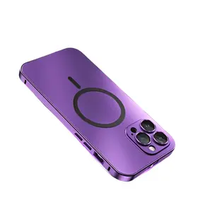 Magnetic phone case for iPhone 17 Pro Max, with metal frame, iPhone 16 lens protector, PC snap-on protective case