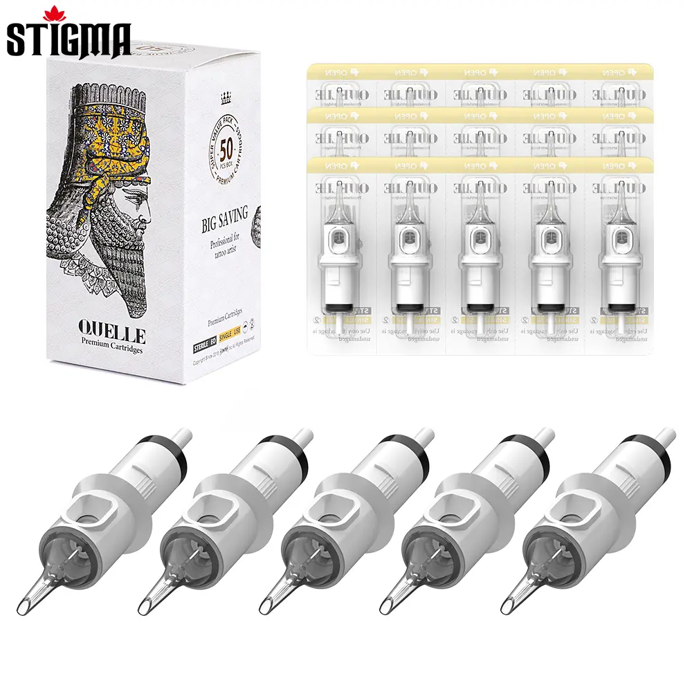 QUELLE 50PCS Cartridge Tattoo Needles RL RS RM Disposable Sterile Revolution Cartridge For Tattoos Machines Makeup Body Art Tat