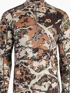 Men's Kiln Quarter-Zip - Merino Wool Lightweight Camo Hunting Base Layer 4 9KE