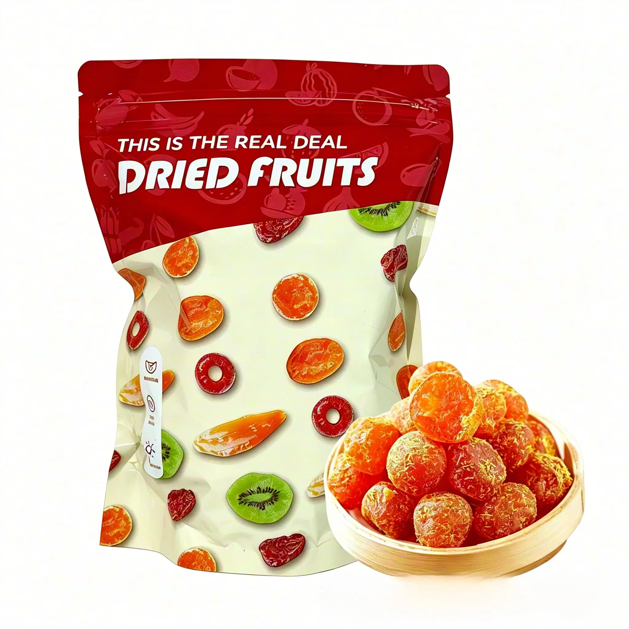 Healthy snacks: Dried kumquats with licorice, dried kumquats with rock sugar.