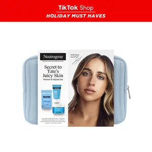 Neutrogena Tate McRae Hydration Set, 3 Items: Hydro Boost Gel Cleanser, Makeup Remover Wipes, & Water Gel Moisturizer for Gentle Juicy Hydration & Skin Repair