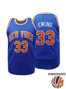 Embroidered New York #33 Basketball Jersey, Unisex Breathable Mesh Retro Athletic Shirt, Classic Vintage Sports Top for Men Women Game Day Casual Wear Training